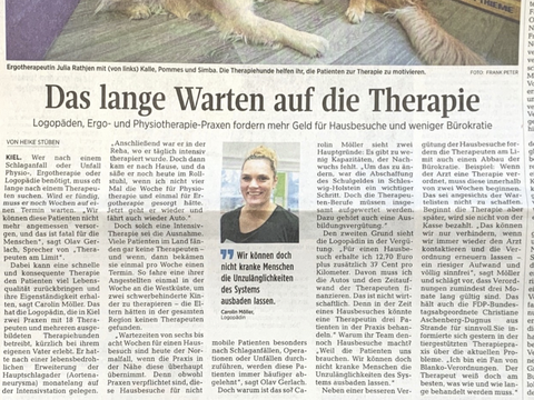 Zeitungsartikel Das lange Warten auf die Therapie vom 07.03.2020