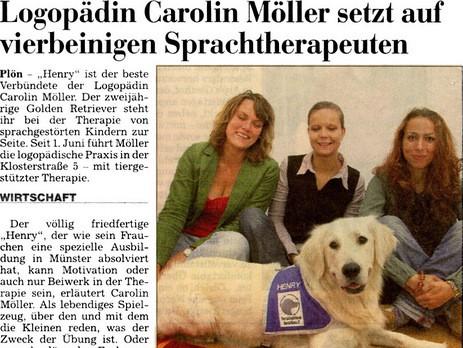 Carolin Möller setzt auf vierbeinigen Sprachtherapeuten Logopädin Carolin Möller setzt auf vierbeinigen Sprachtherapeuten