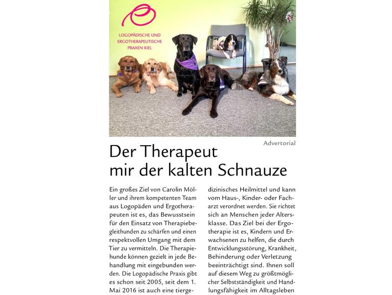 Der Therapeut mit der kalten Schnauze - KielerLeben Februar 2017 Der Therapeut mit der kalten Schnauze - KielerLeben Februar 2017
