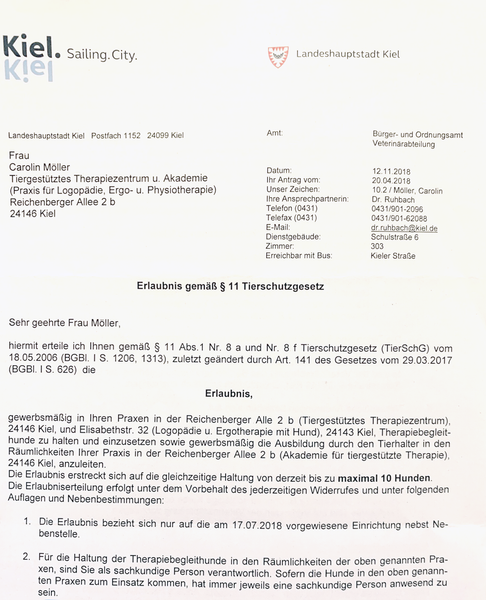 Scan der offiziellen Erlaubnis der Stadt Kiel