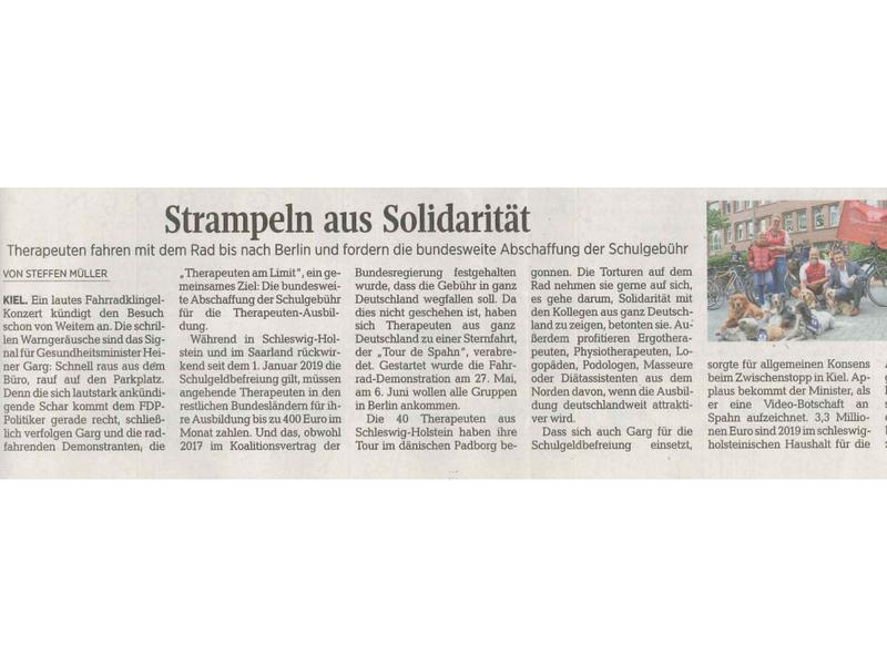 Strampeln aus Solidarität - Kieler Nachrichten am 31.05.2019 Kieler Nachrichten Mai 2019