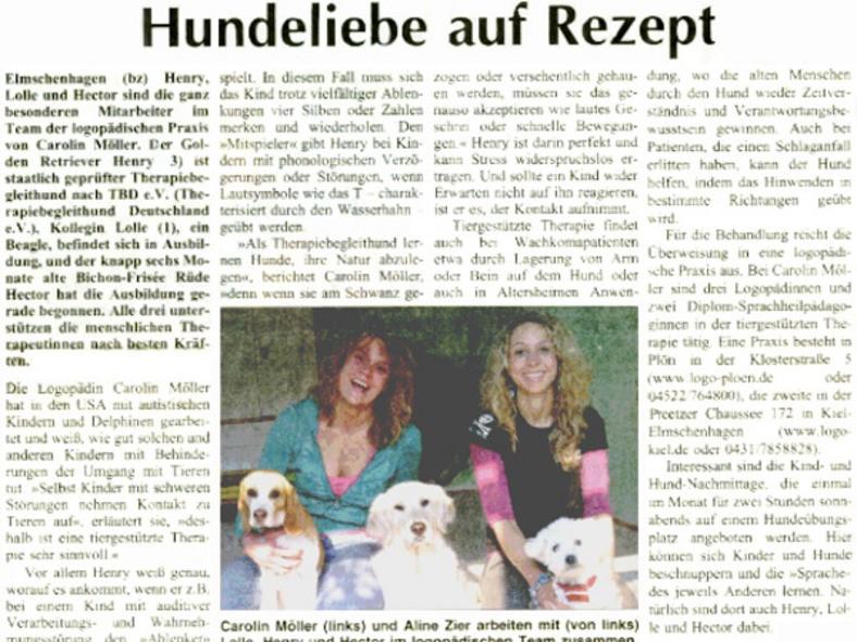 Hundeliebe auf Rezept - Artikel im Förde Kurier vom 30.04.2008 Hundeliebe auf Rezept Artikel im Förde Kurier