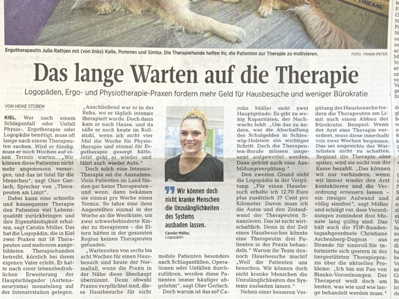 Das lange Warten auf die Therapie - Kieler Nachrichten am 07.02.2020 Zeitungsartikel Das lange Warten auf die Therapie vom 07.03.2020