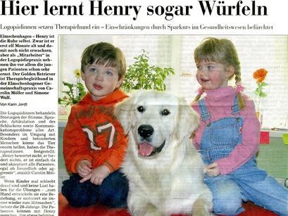 Hier lernt Henry sogar Würfeln - Kieler Nachrichten 2006 Artikel in den Kieler Nachrichten 2006