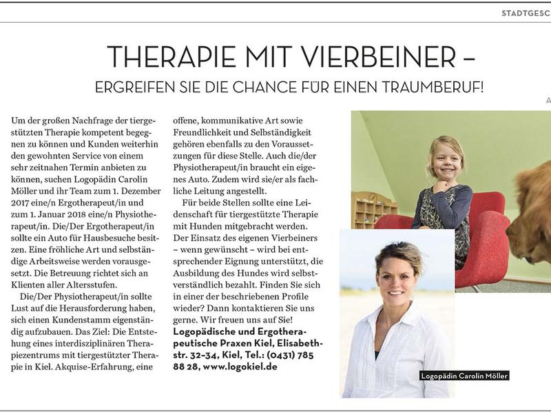Therapie mit Vierbeiner - KielerLeben 2017 Therapie mit Vierbeiner - KielerLeben 2017