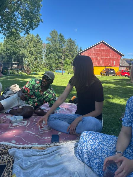 Getränke auf Picknick Decken genießen