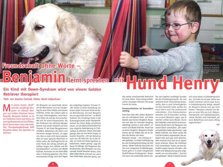 Freundschaft ohne Worte - Gesundheit im Norder Ausgabe 15 vom 30.04.2013 Freundschaft ohne Worte - Benjamin lernt sprechen mit Hund Henry